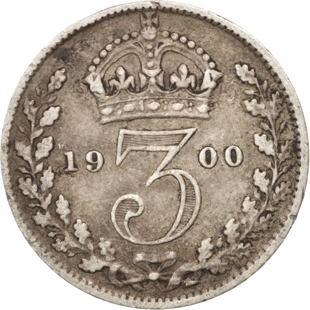 Great Britain, Victoria, 3 Pence, 1900, VF(20-25), Silver, KM:777