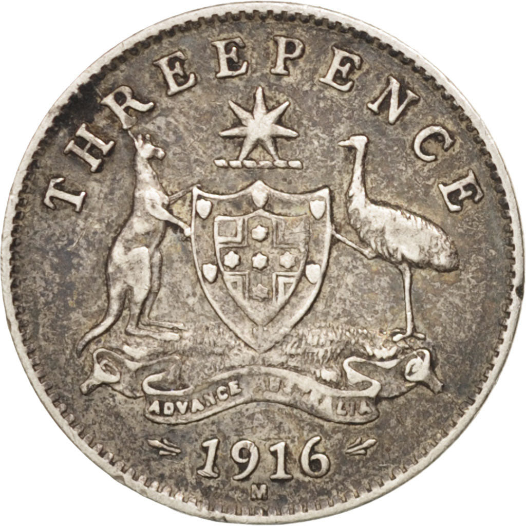 Coin, Australia, George V, Threepence, 1916, EF(40-45), Silver, KM:24
