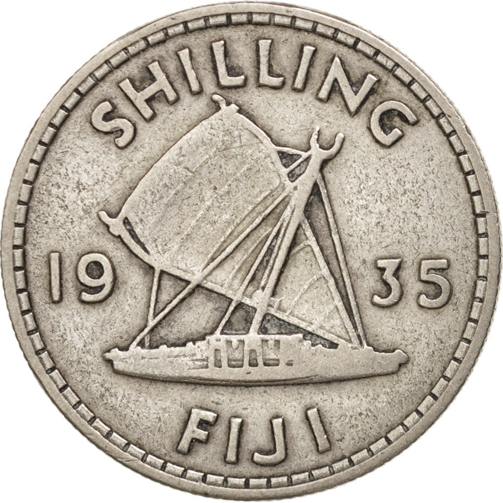 Fiji, George V, Shilling, 1935, VF(30-35), Silver, KM:4