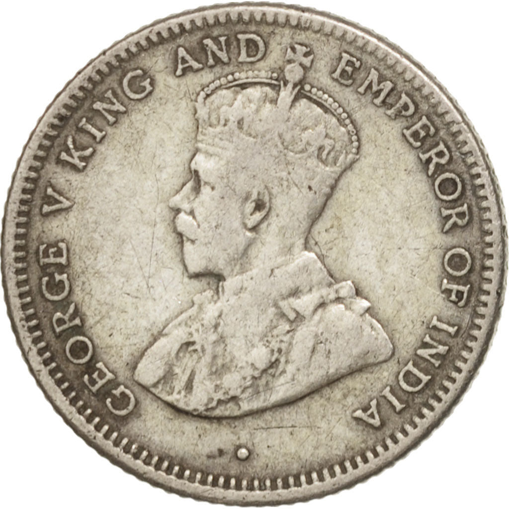 Ceylon, George V, 25 Cents, 1917, EF(40-45), Silver, KM:105