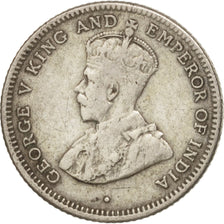 Ceylon, George V, 25 Cents, 1917, EF(40-45), Silver, KM:105