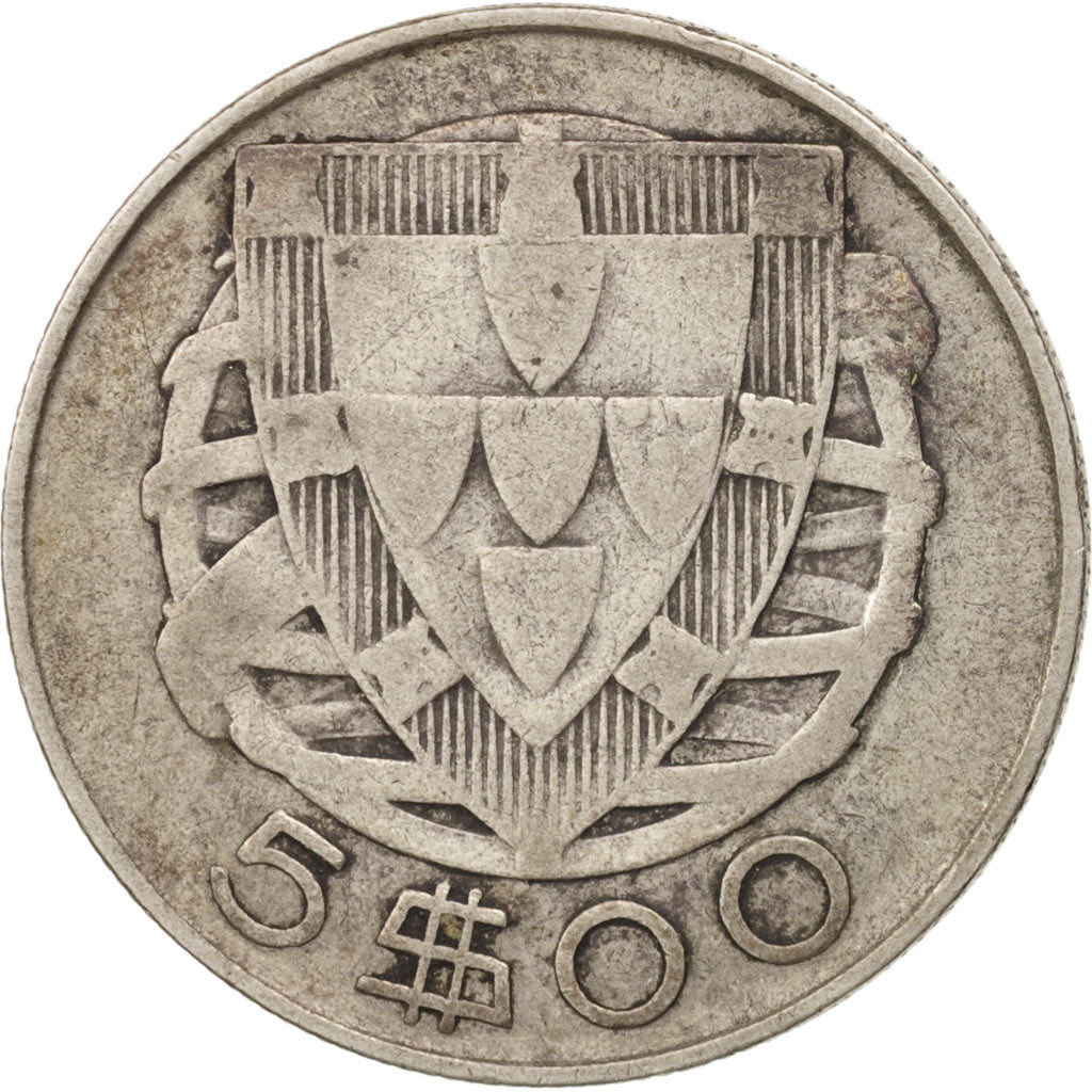 Coin, Portugal, 5 Escudos, 1942, Lisbon, VF(20-25), Silver, KM:581