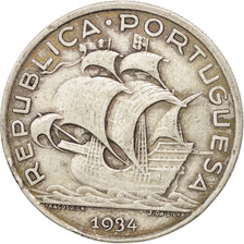 Portugal, 10 Escudos, 1934, Lisbon, EF(40-45), Silver, KM:582