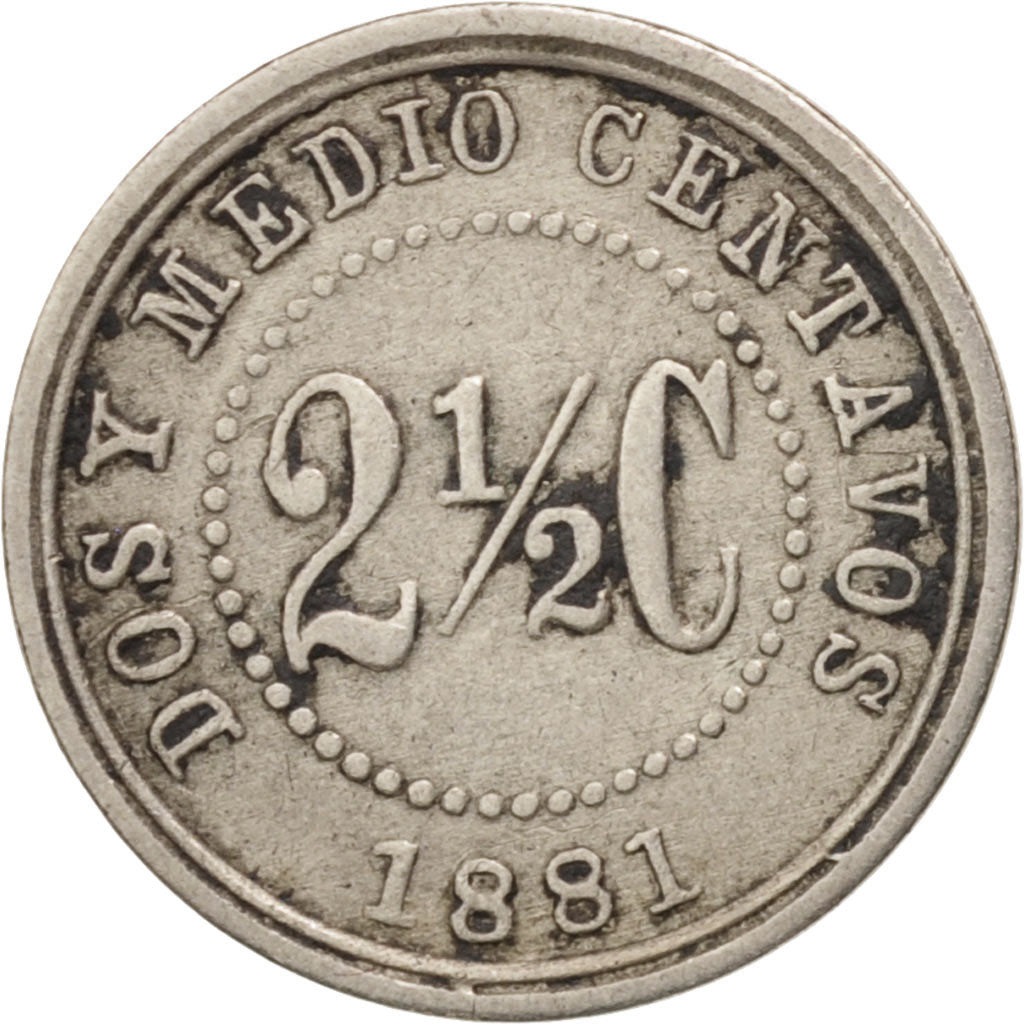 Colombia, 2-1/2 Centavos, 1881, Scoville Mfg. Co., Waterbury, CT, USA,