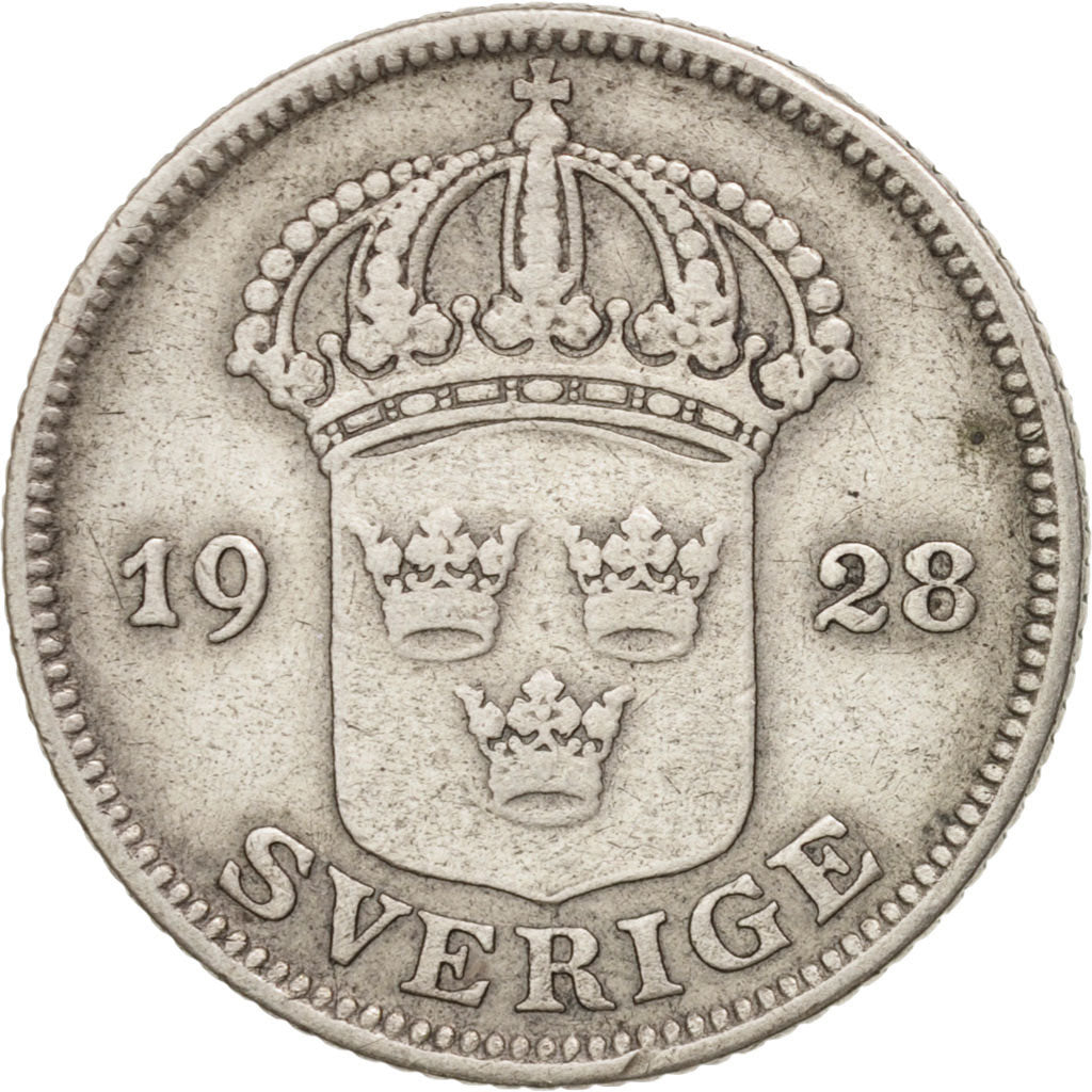Sweden, Gustaf V, 50 Öre, 1928, Stockholm, EF(40-45), Silver, KM:788