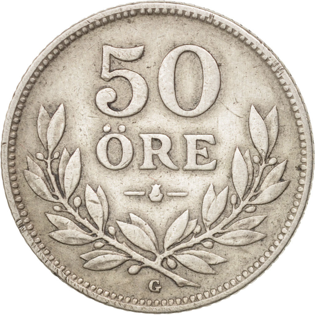 Sweden, Gustaf V, 50 Öre, 1928, Stockholm, EF(40-45), Silver, KM:788