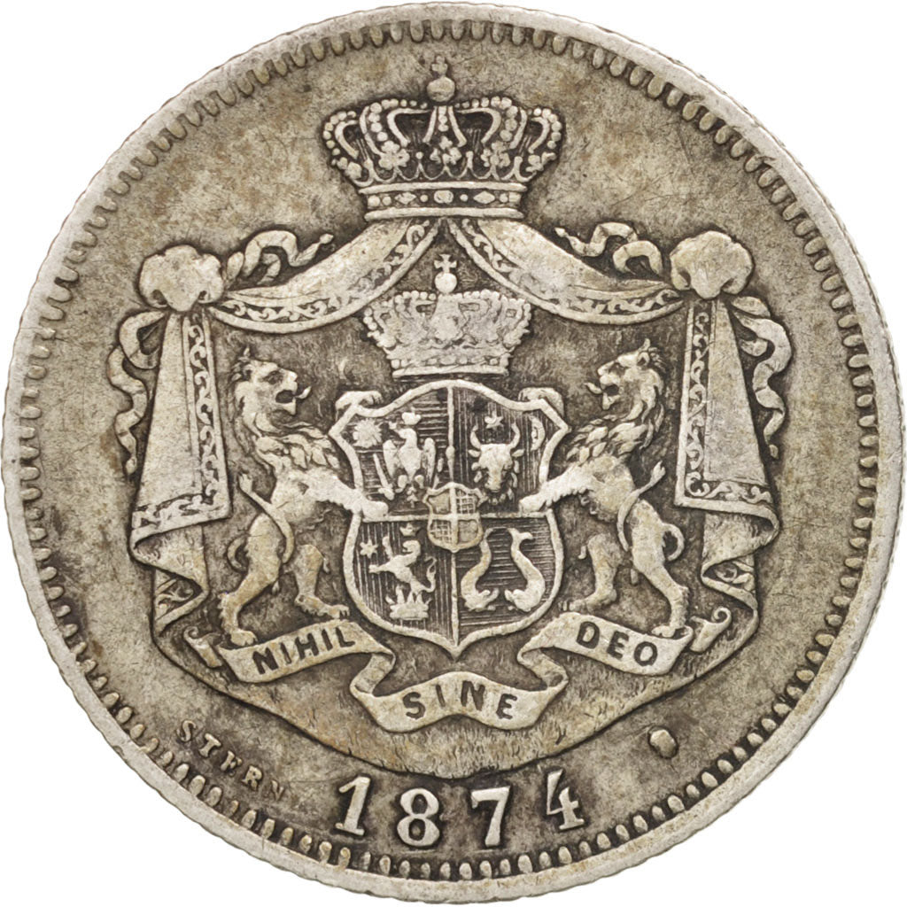 Romania, Carol I, Leu, 1874, Bucarest, EF(40-45), Silver, KM:10
