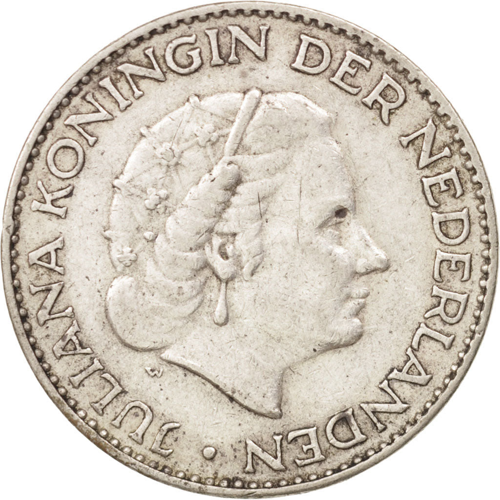 Münze, Niederlande, Juliana, Gulden, 1957, SS+, Silber, KM:184