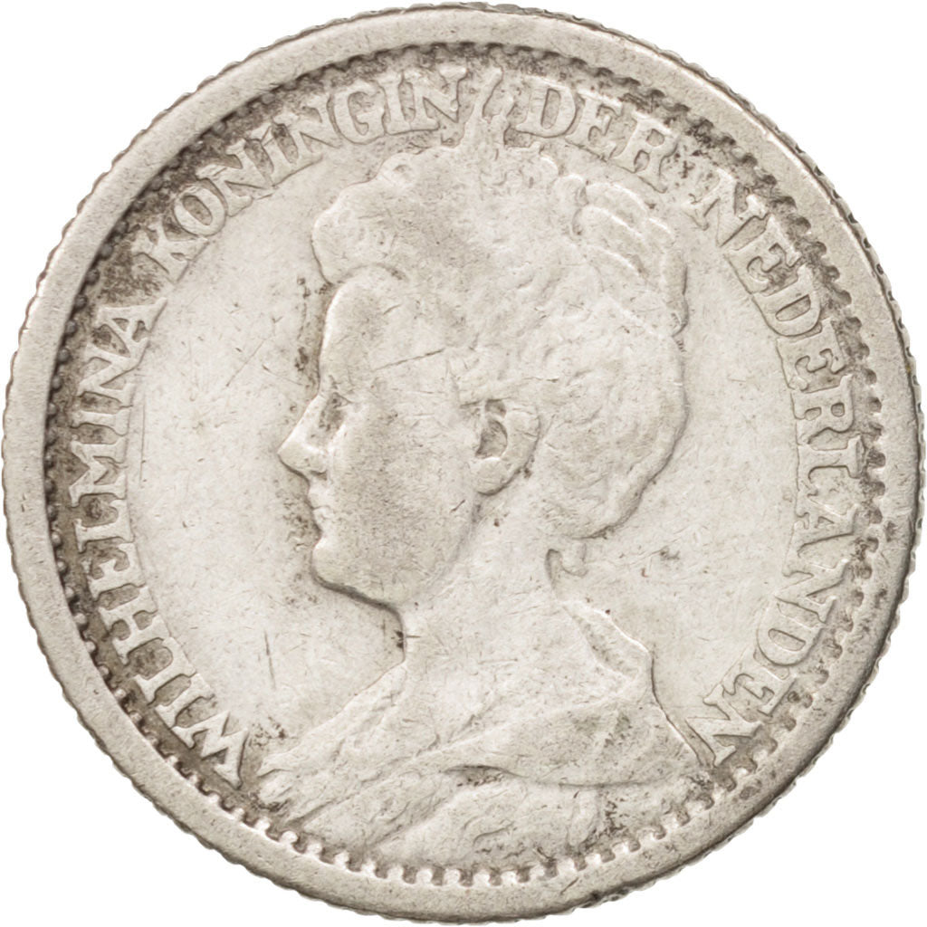 Coin, Netherlands, Wilhelmina I, 25 Cents, 1914, VF(30-35), Silver, KM:146