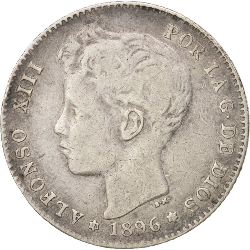 Coin, Spain, Alfonso XIII, Peseta, 1896, EF(40-45), Silver, KM:706