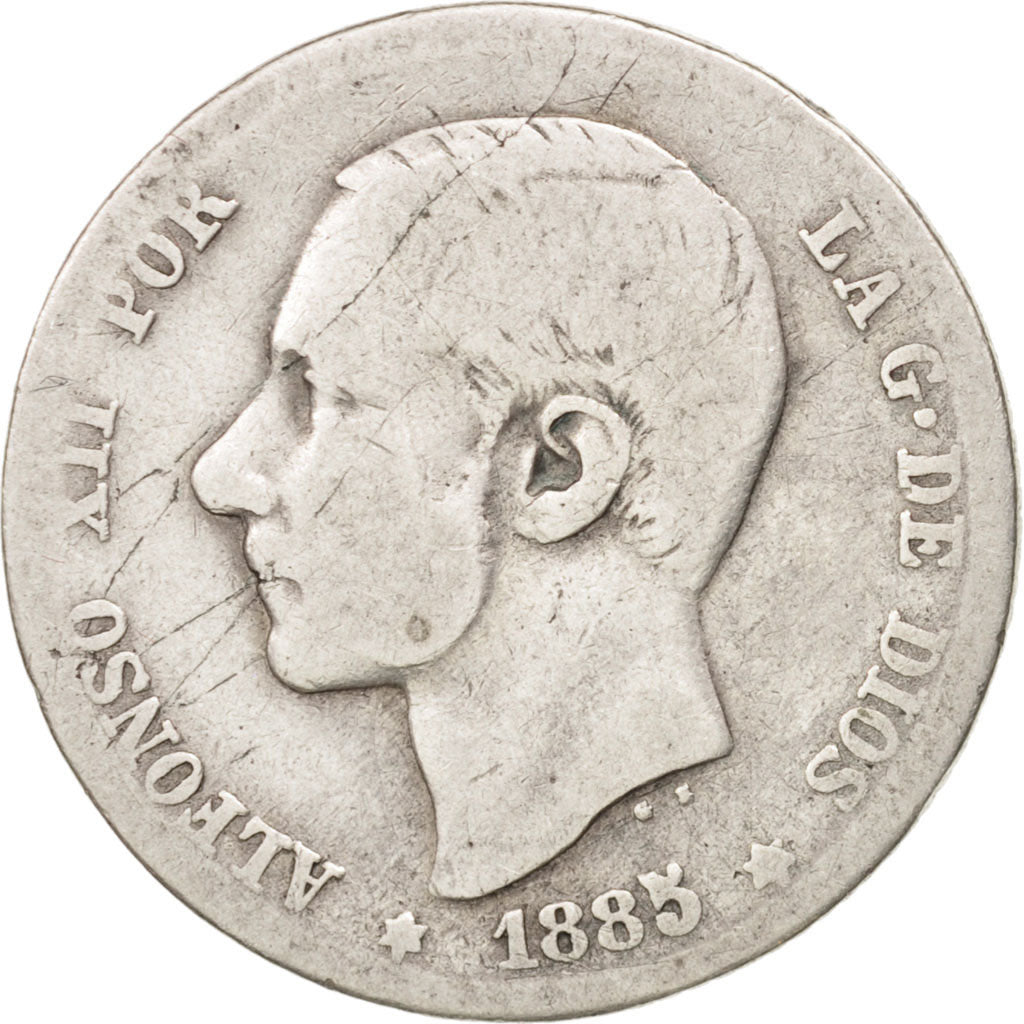 Coin, Spain, Alfonso XII, Peseta, 1885, Madrid, VF(20-25), Silver, KM:686