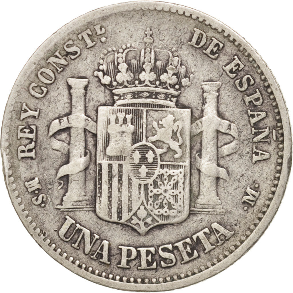 Coin, Spain, Alfonso XII, Peseta, 1885, Madrid, EF(40-45), Silver, KM:686