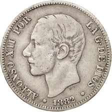 Coin, Spain, Alfonso XII, 2 Pesetas, 1882, Madrid, EF(40-45), Silver, KM:678.2