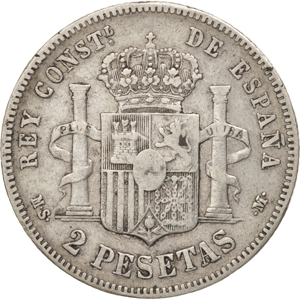 Coin, Spain, Alfonso XII, 2 Pesetas, 1882, Madrid, EF(40-45), Silver, KM:678.2