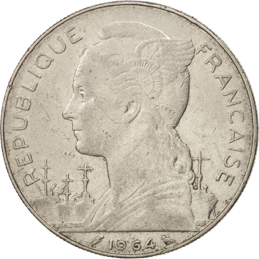 Réunion, 100 Francs, 1964, AU(50-53), Nickel, KM:13