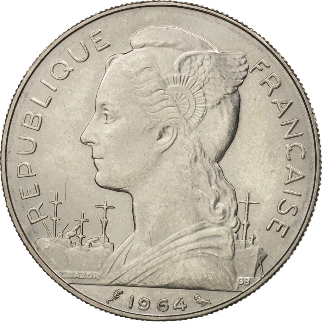 Réunion, 100 Francs, 1964, AU(55-58), Nickel, KM:13
