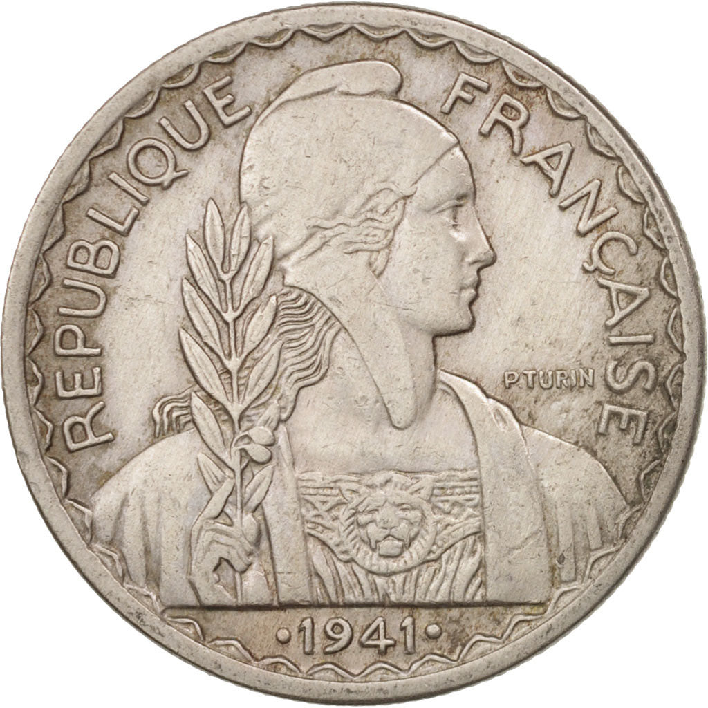 FRENCH INDO-CHINA, 20 Cents, 1941, San Francisco, USA, AU(50-53), Copper-nickel