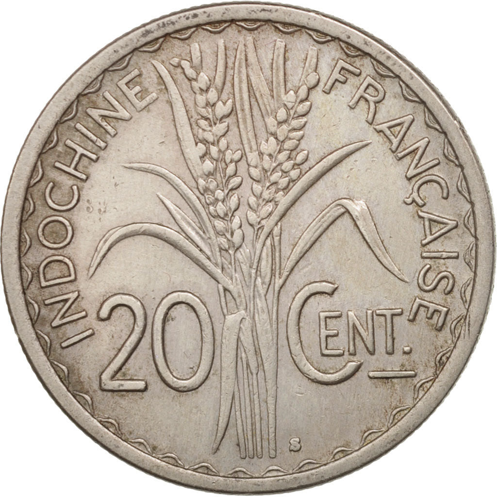 FRENCH INDO-CHINA, 20 Cents, 1941, San Francisco, USA, AU(50-53), Copper-nickel