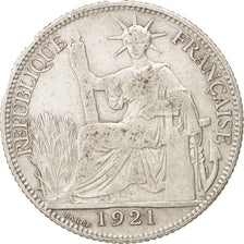 FRENCH INDO-CHINA, 20 Cents, 1921, Paris, VF(30-35), Silver, KM:17.1