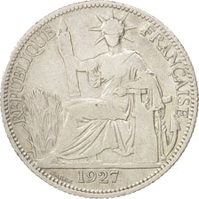 FRENCH INDO-CHINA, 20 Cents, 1927, Paris, VF(20-25), Silver, KM:17.1