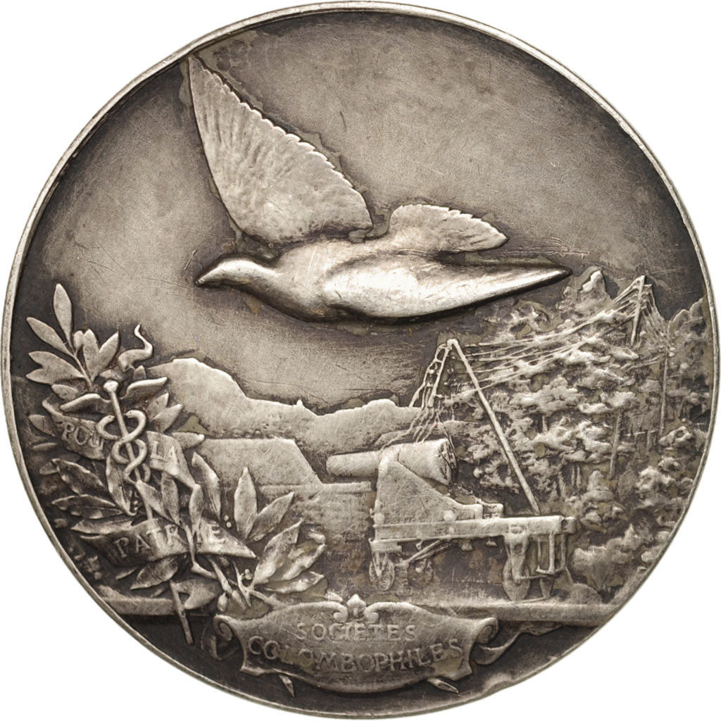 France, Medal, Sociétés colombophiles, Sports & leisure, 1912, AU(55-58)