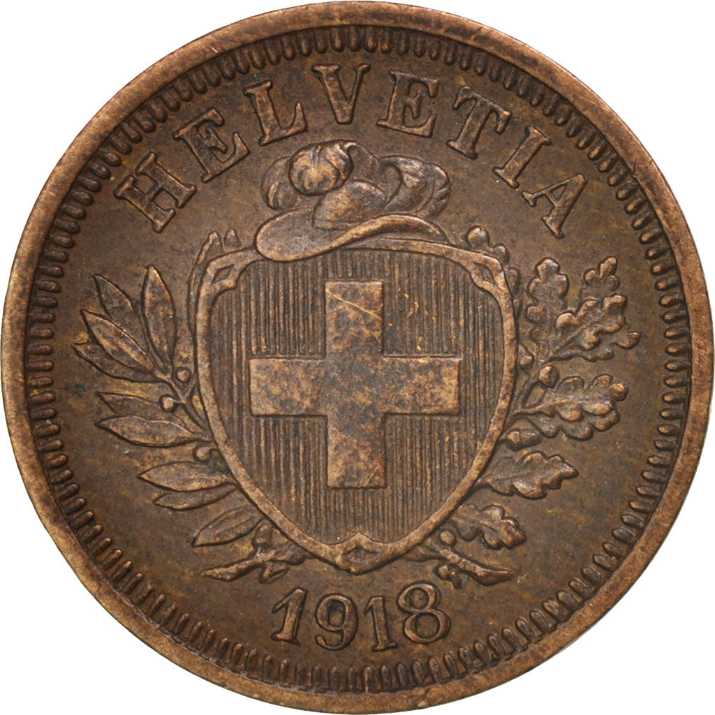 Switzerland, Rappen, 1918, Bern, AU(50-53), Bronze, KM:3.2