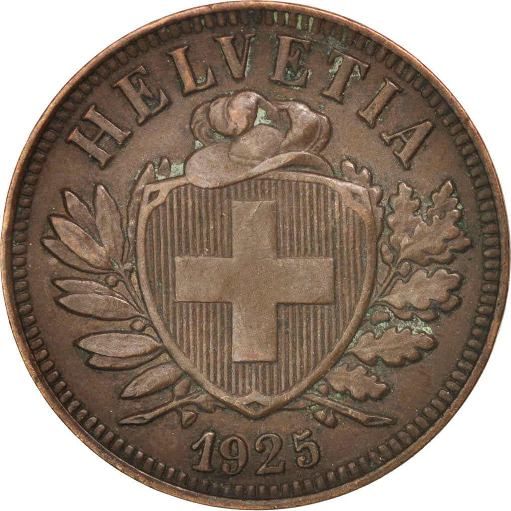 Switzerland, 2 Rappen, 1925, Bern, AU(50-53), Bronze, KM:4.2