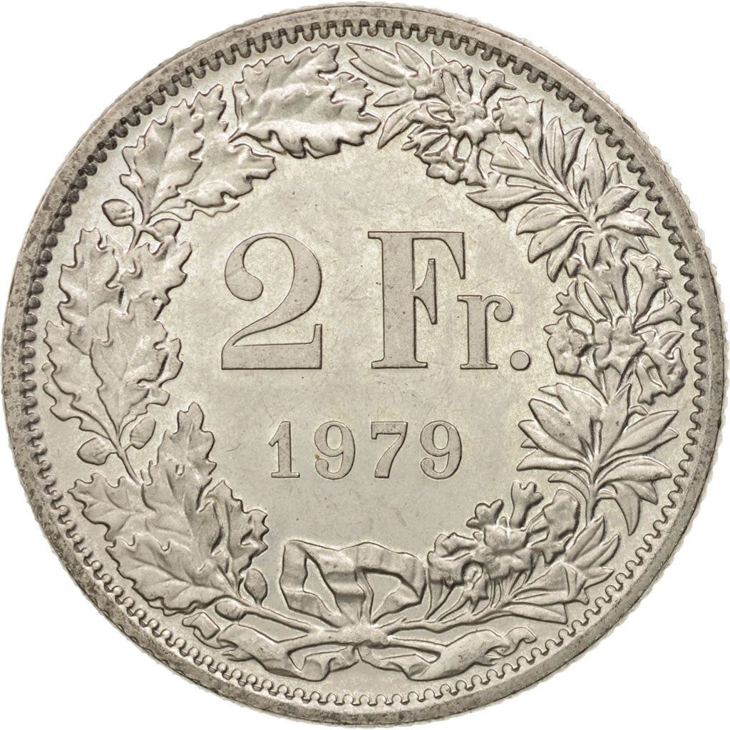 Moneta, Szwajcaria, 2 Francs, 1979, Bern, MS(63), Miedź-Nikiel, KM:21a.1