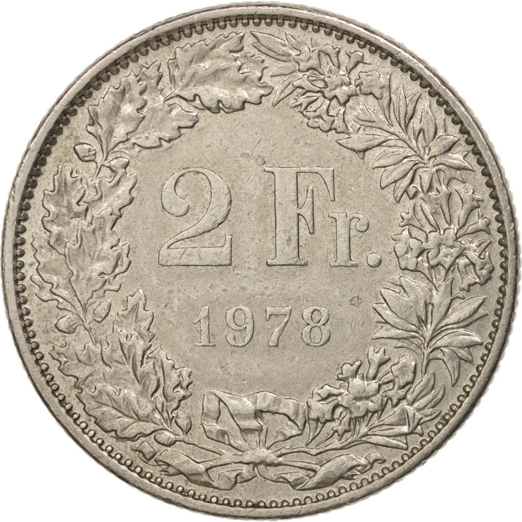 Coin, Switzerland, 2 Francs, 1978, Bern, EF(40-45), Copper-nickel, KM:21a.1