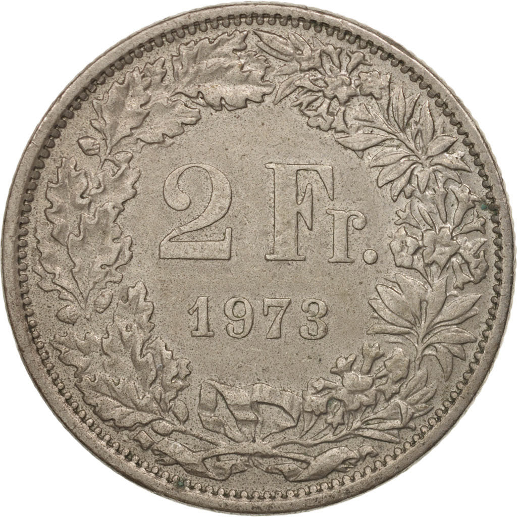 Coin, Switzerland, 2 Francs, 1973, Bern, EF(40-45), Copper-nickel, KM:21a.1