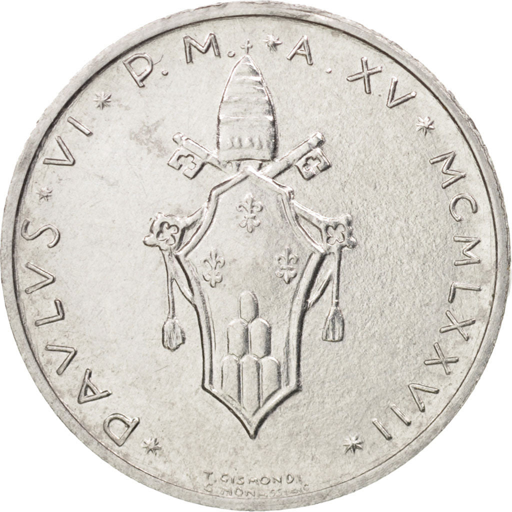Moneta, PAŃSTWO WATYKAŃSKIE, Paul VI, Lira, 1977, Roma, MS(60-62), Aluminium