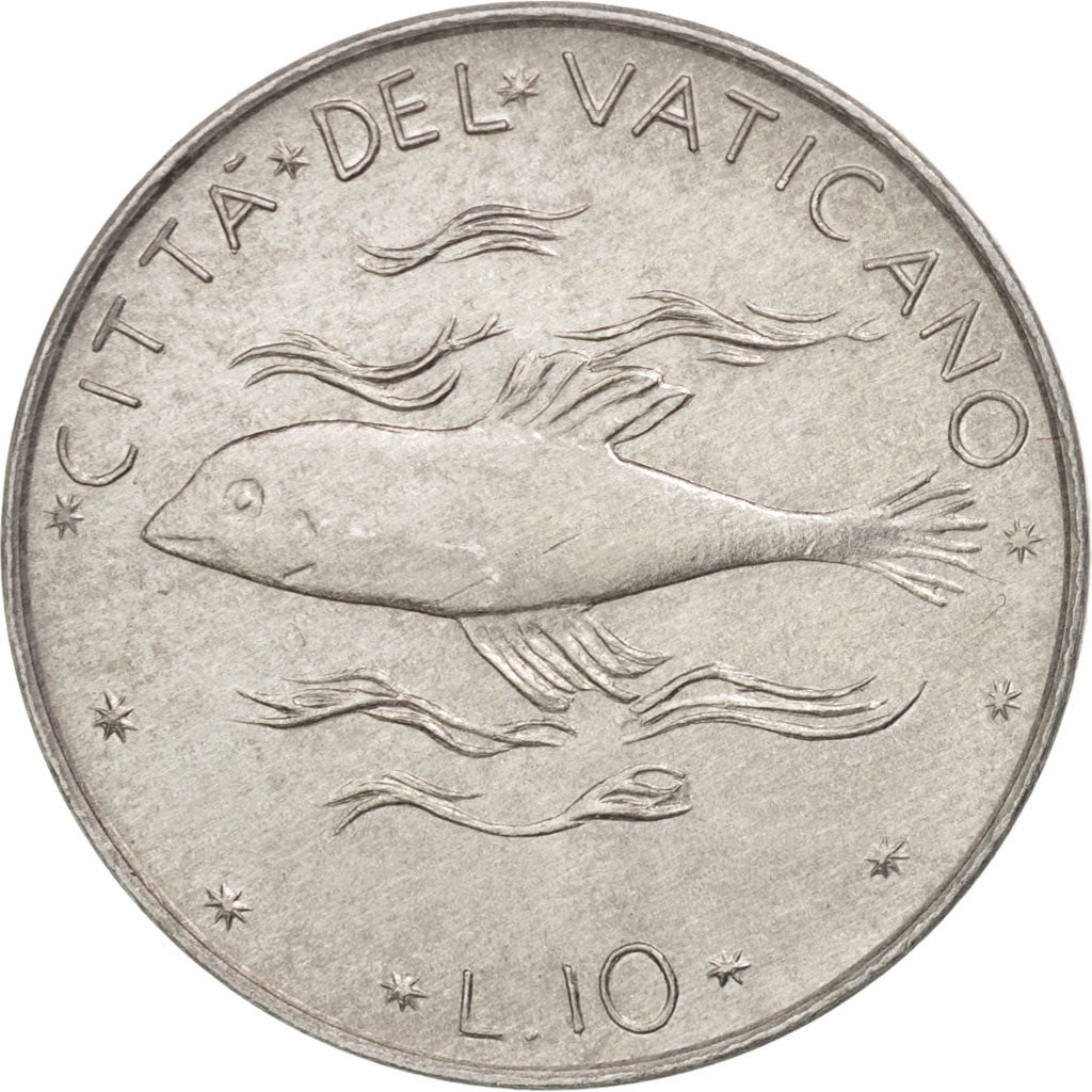 Moneta, PAŃSTWO WATYKAŃSKIE, Paul VI, 10 Lire, 1977, Roma, AU(55-58)