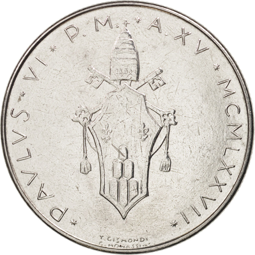 Moneta, CITTÀ DEL VATICANO, Paul VI, 100 Lire, 1977, Roma, BB+, Acciaio