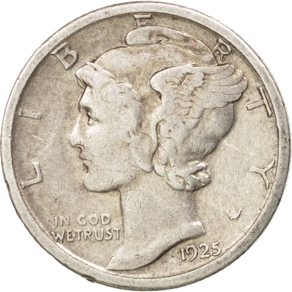 United States, Mercury Dime, Dime, 1925, U.S. Mint, San Francisco, VF(30-35)