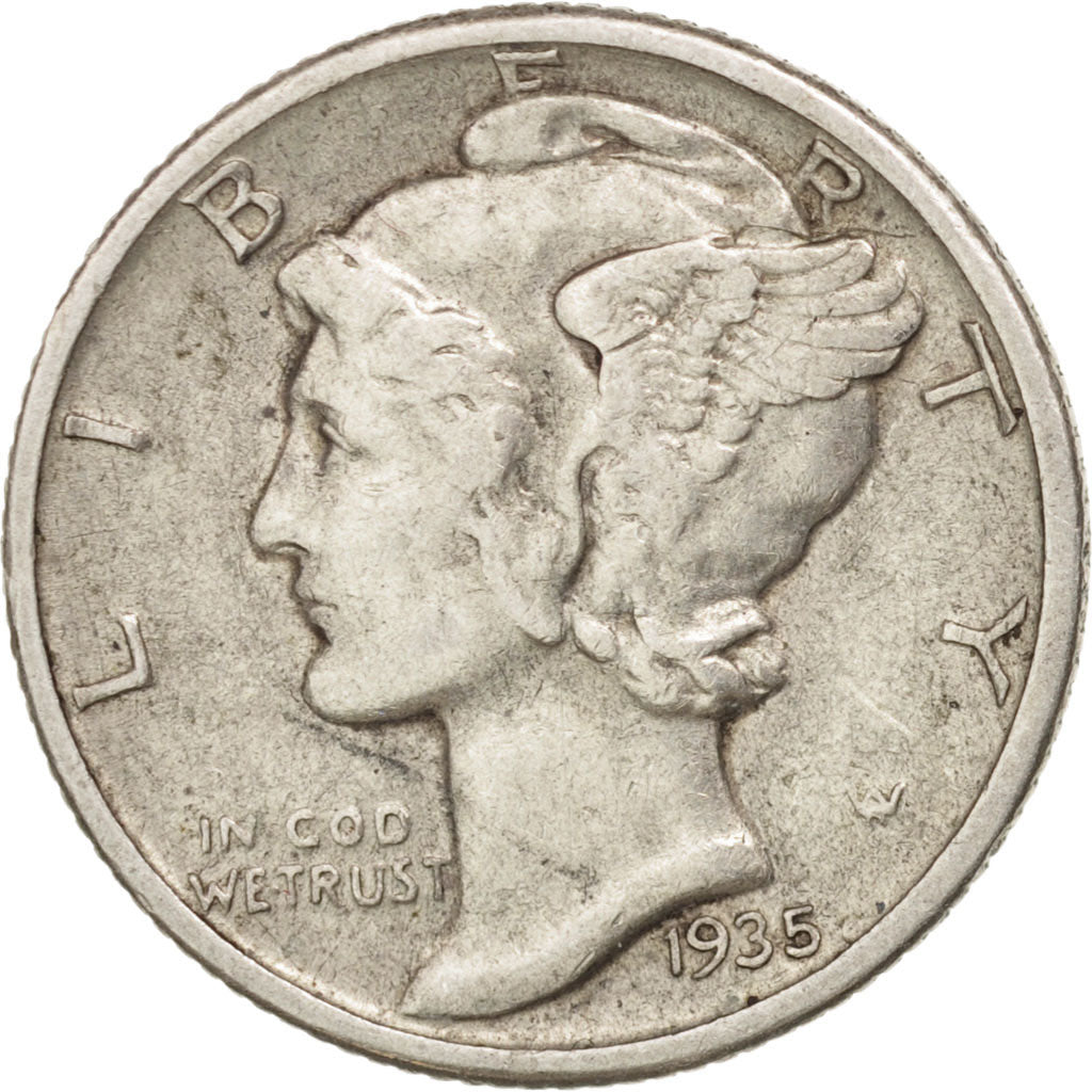 Coin, United States, Mercury Dime, Dime, 1935, U.S. Mint, Philadelphia