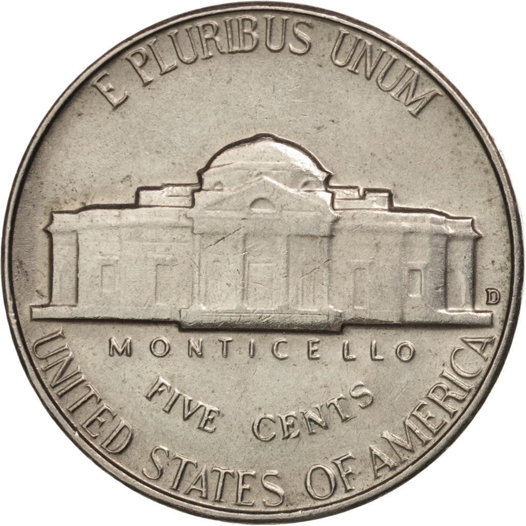 Coin, United States, Jefferson Nickel, 5 Cents, 1964, U.S. Mint, Denver