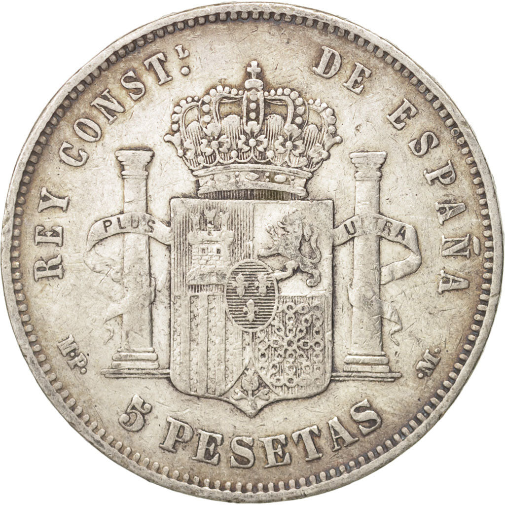 Spain, Alfonso XIII, 5 Pesetas, 1888, Madrid, EF(40-45), Silver, KM:689