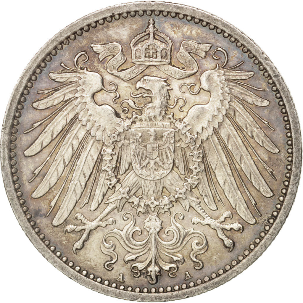 GERMANY - EMPIRE, Wilhelm II, Mark, 1907, Berlin, MS(63), Silver, KM:14