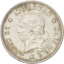 Moneda, Argentina, 20 Centavos, 1882, Buenos Aires, EBC+, Plata, KM:27