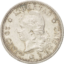 Coin, Argentina, 20 Centavos, 1882, Buenos Aires, MS(60-62), Silver, KM:27