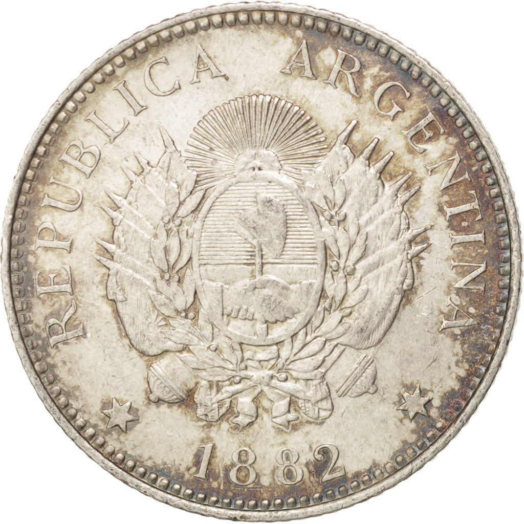 Coin, Argentina, 20 Centavos, 1882, Buenos Aires, MS(60-62), Silver, KM:27