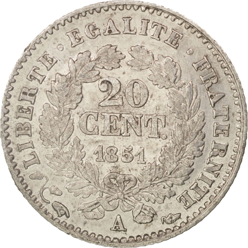 Coin, France, Cérès, 20 Centimes, 1851, Paris, AU(50-53), Silver, KM:758.1