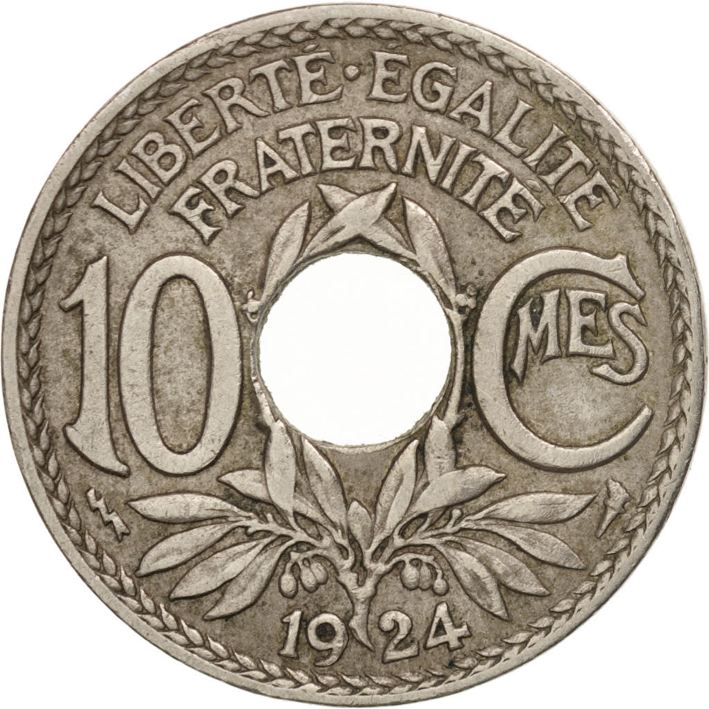 Moneta, Francia, Lindauer, 10 Centimes, 1924, Poissy, BB, Rame-nichel, KM:866a