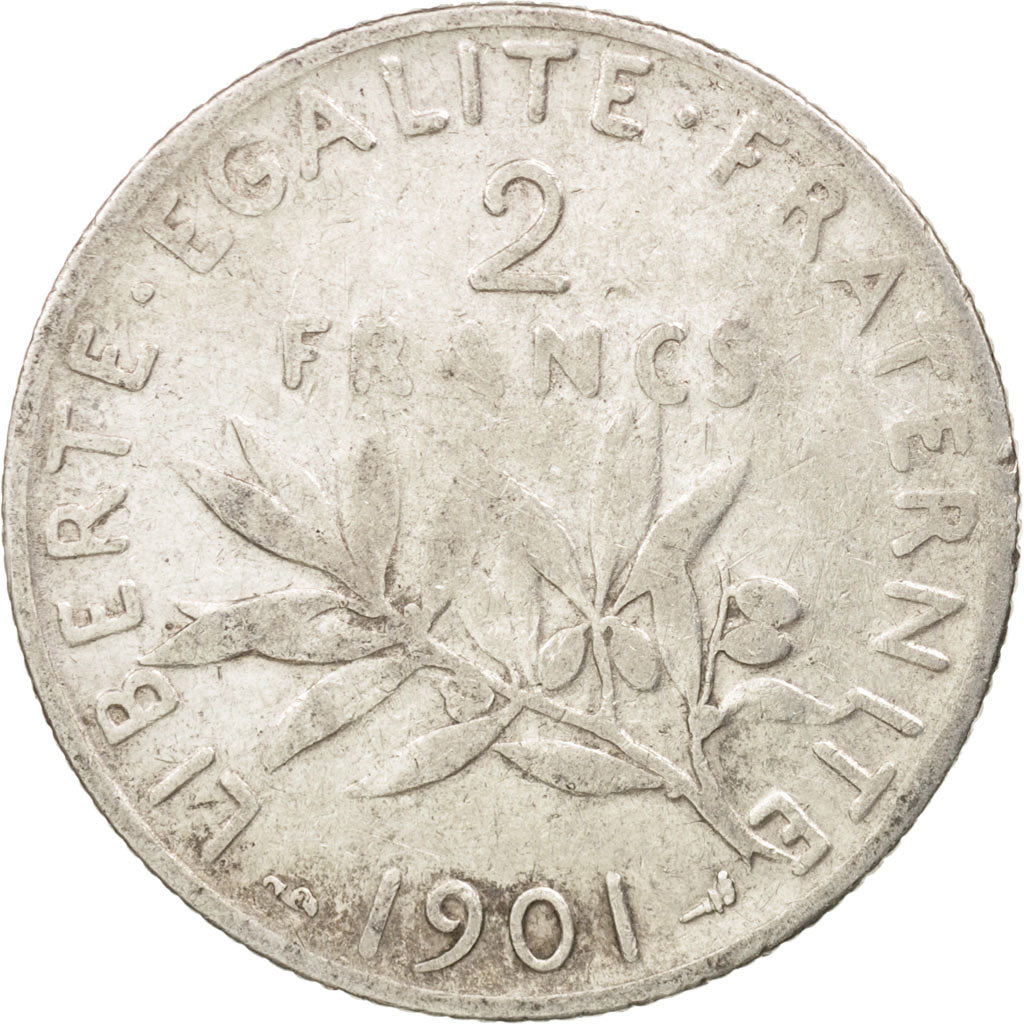 Coin, France, Semeuse, 2 Francs, 1901, Paris, VF(20-25), Silver, KM:845.1