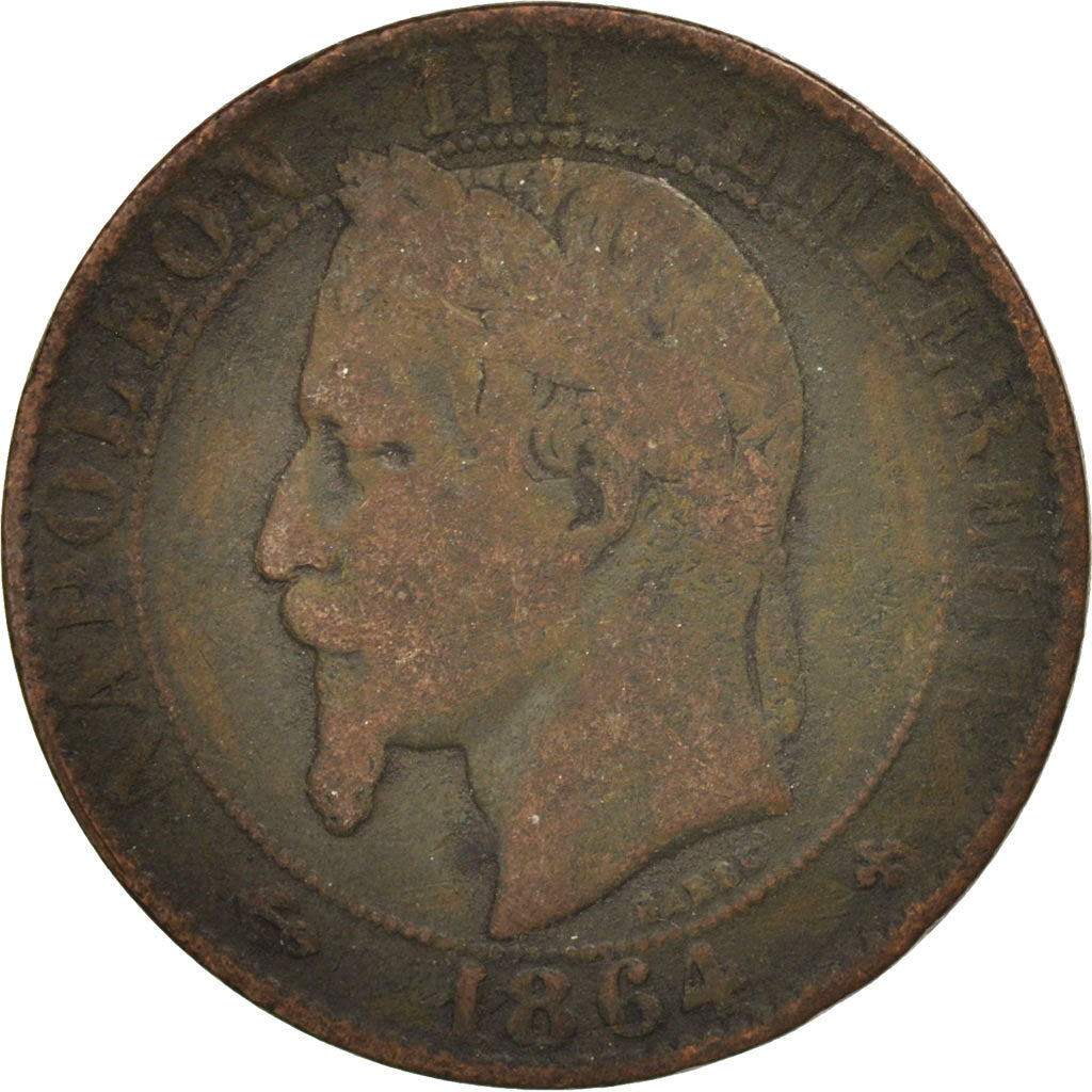 Monnaie, France, Napoleon III, Napoléon III, 5 Centimes, 1864, Strasbourg, B