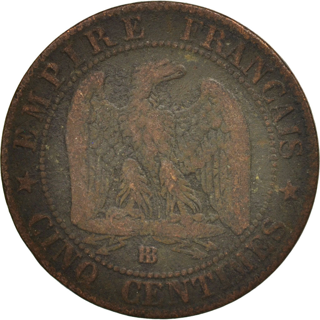 Monnaie, France, Napoleon III, Napoléon III, 5 Centimes, 1864, Strasbourg, B