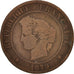 Francia, Cérès, 5 Centimes, 1879, Paris, B+, Bronzo, KM:821.1, Gadoury:157a