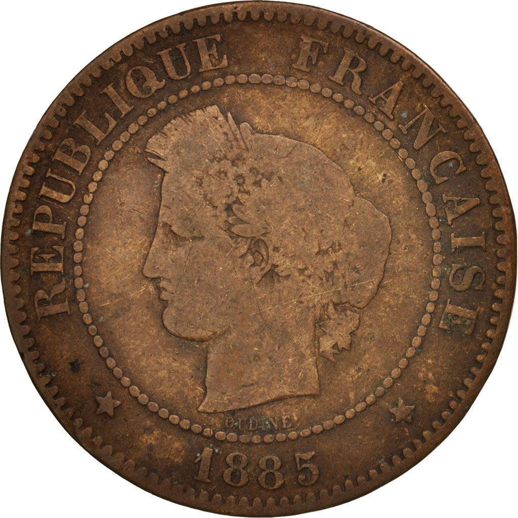 France, Cérès, 5 Centimes, 1885, Paris, TB, Bronze, KM:821.1, Gadoury:157a