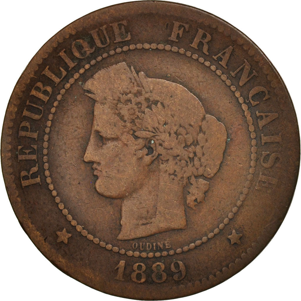 Frankreich, Cérès, 5 Centimes, 1889, Paris, F(12-15), Bronze, KM:821.1