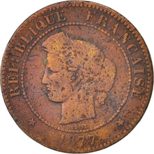 France, Cérès, 5 Centimes, 1877, Bordeaux, G(4-6), Bronze, KM:821.2